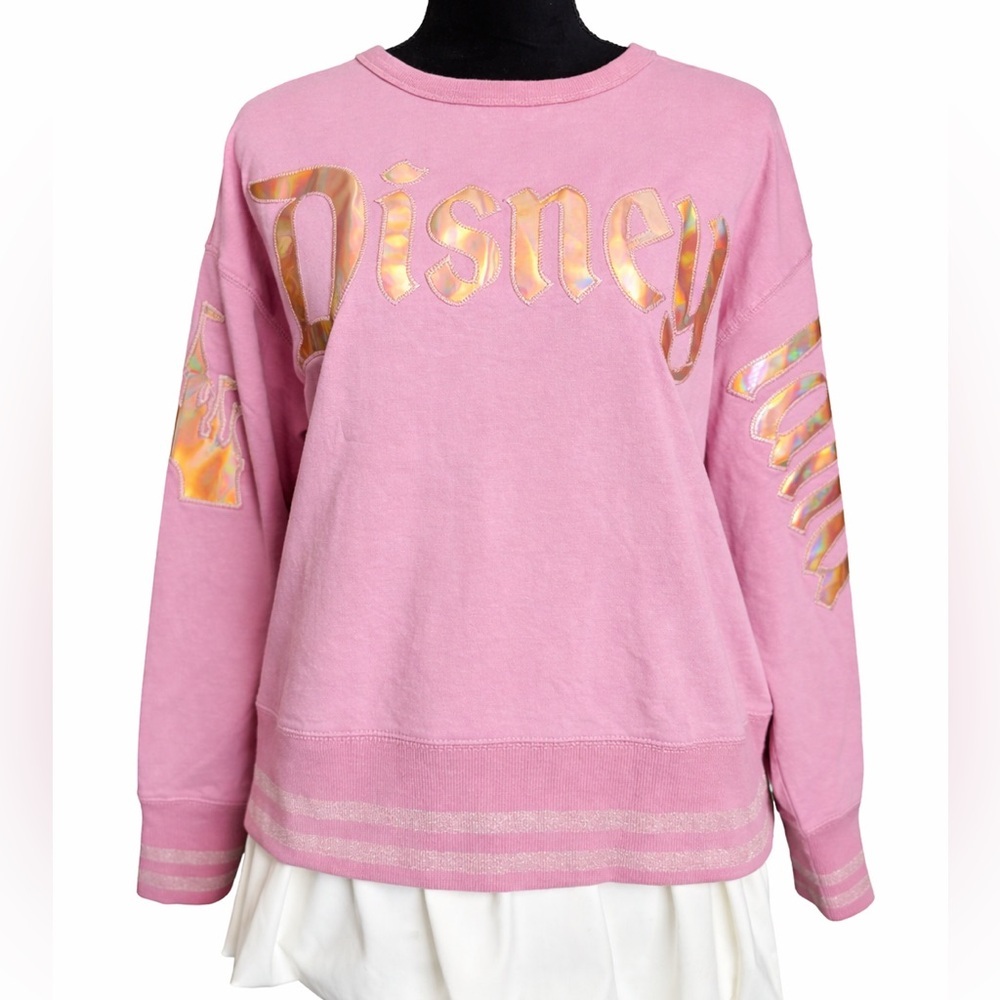 Disney Pink and Gold Women's Sweatshirt Size Large